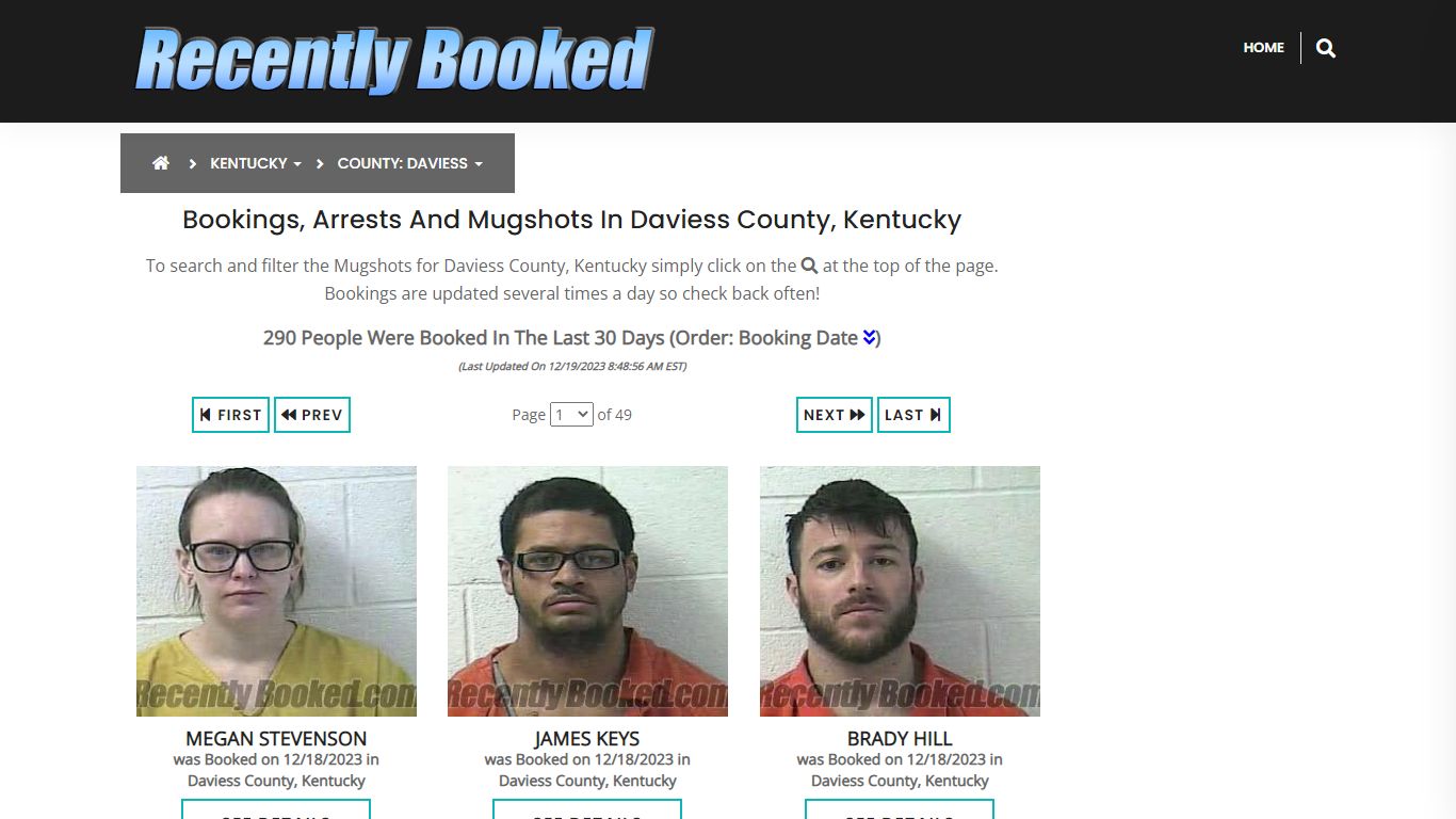 Bookings, Arrests and Mugshots in Daviess County, Kentucky